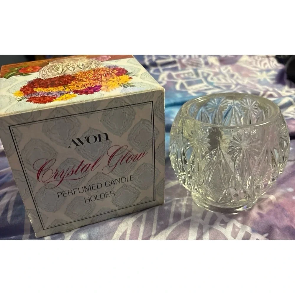 Vintage Avon‎ 70's Crystal Glow Perfumed Candle Holder, NIB